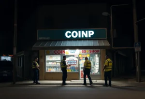 Police investigating a burglary attempt at a coin shop