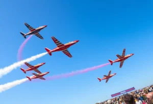U.S. Air Force Thunderbirds performing aerobatics in Jacksonville air show