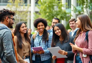 Students collaborating on campus at the University of North Florida