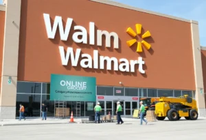 Construction of Walmart Supercenter expansion for online grocery pickup