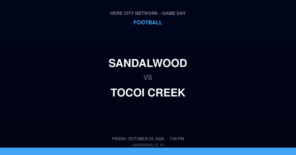 Sandalwood vs. Tocoi Creek — Football Game Day — St. Augustine, FL — Oct 23, 2026