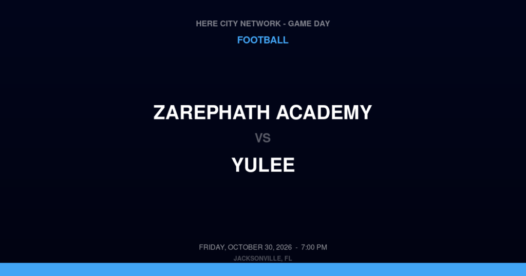 Zarephath Academy vs. Yulee — Football Game Day — Yulee, FL — Oct 30, 2026